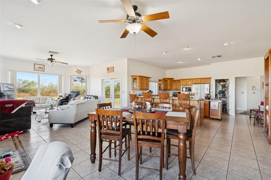 Dining room, Interior, Kitchen, Living room, Recessed Lighting