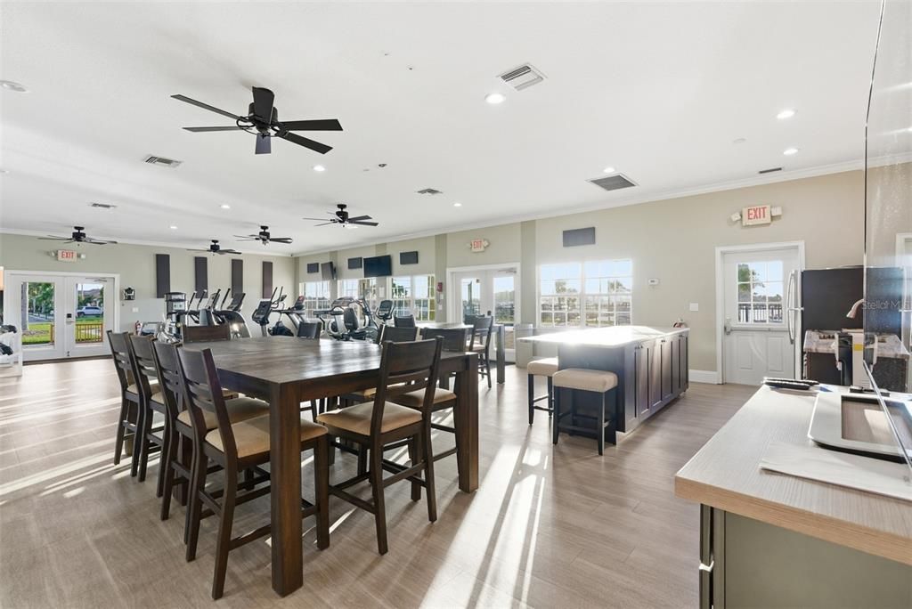 Dining room, Interior, Recessed Lighting, Wood Texture Flooring