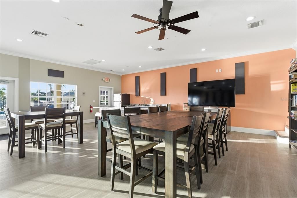 Dining room, Interior, Recessed Lighting, Wood Texture Flooring