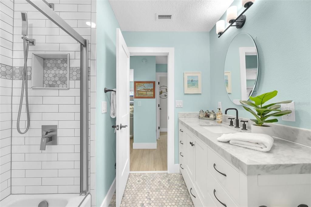 Bathroom, Dual Sink Vanities, Interior, Wood Texture Flooring