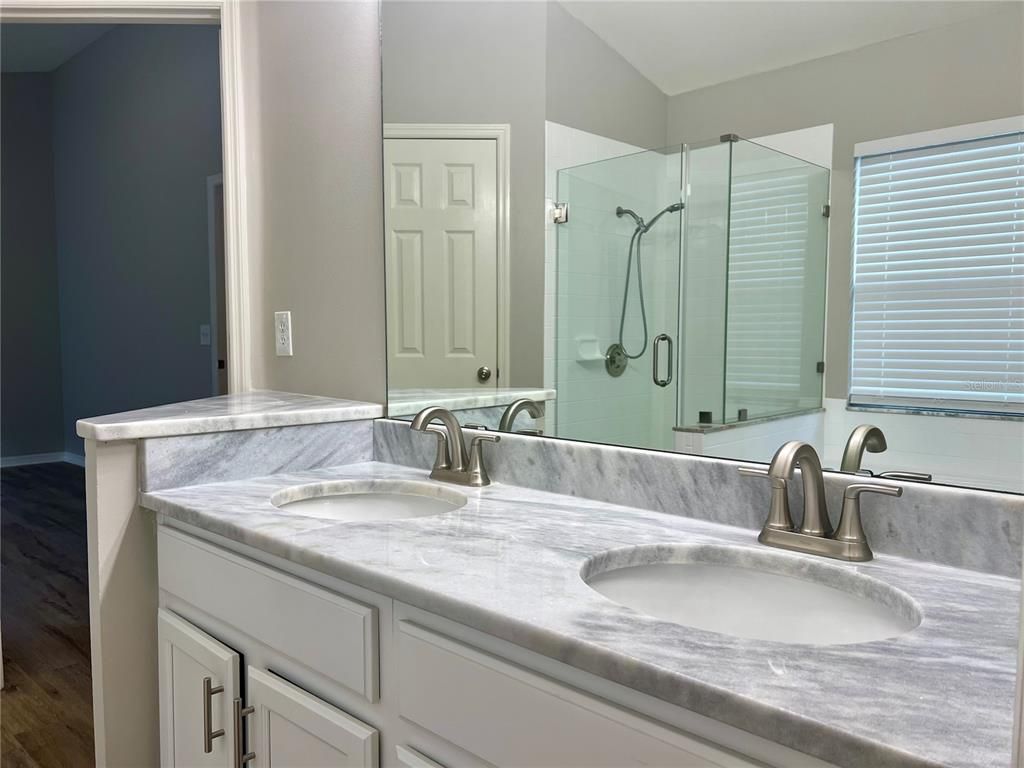 Bathroom, Dual Sink Vanities, Glass Shower, Interior
