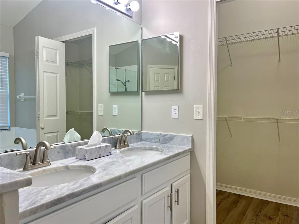 Bathroom, Dual Sink Vanities, Interior, Wood Texture Flooring