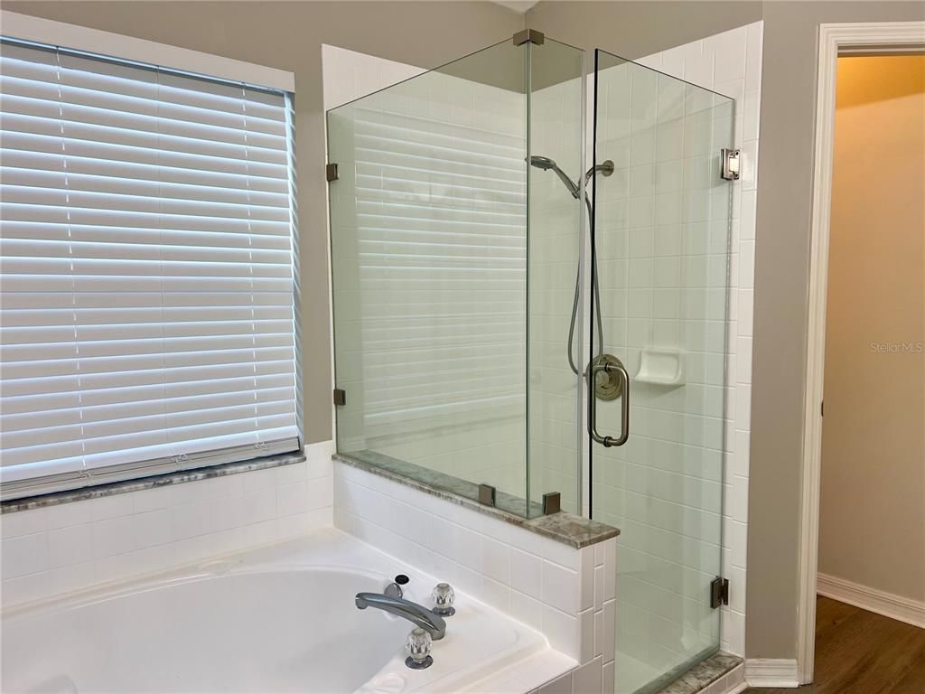 Bathroom, Glass Shower, Interior, Wood Texture Flooring