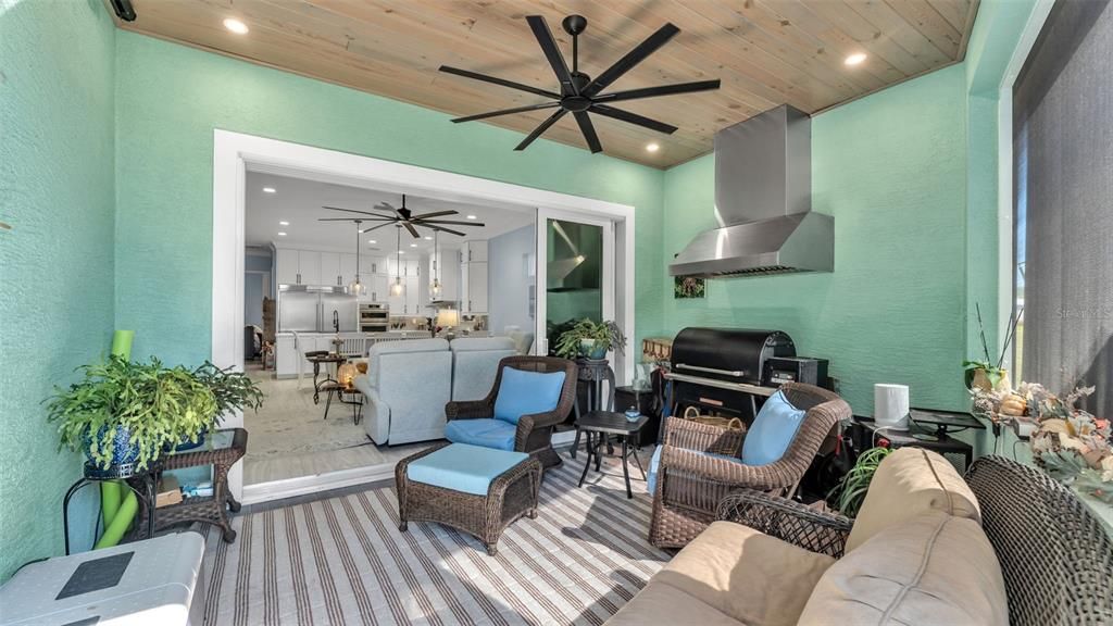 Dining room, Interior, Kitchen, Living room, Pendant Lights, Recessed Lighting, Stainless Steel Appliances, Wooden Ceilings