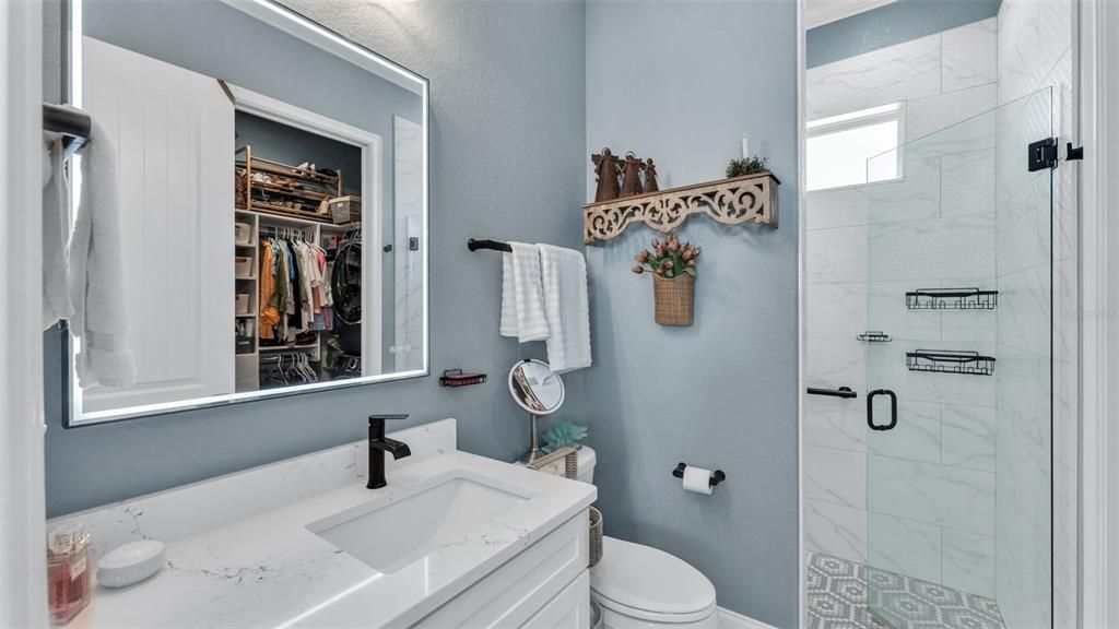 Bathroom, Glass Shower, Interior, Marble Walls