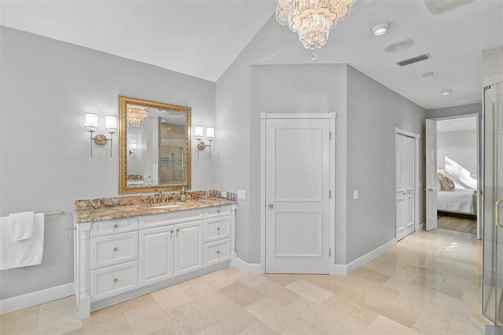 Bathroom, Chandelier, Interior, Recessed Lighting
