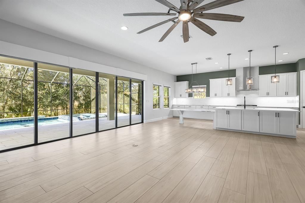 Interior, Kitchen, Pendant Lights, Recessed Lighting, Wood Texture Flooring
