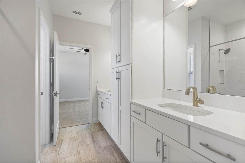Bathroom, Dual Sink Vanities, Interior, Wood Texture Flooring