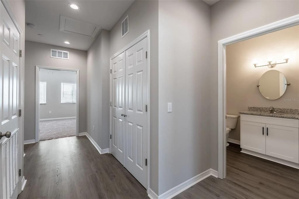 Bathroom, Interior, Recessed Lighting, Wood Texture Flooring