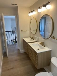 Bathroom, Dual Sink Vanities, Interior, Wood Texture Flooring