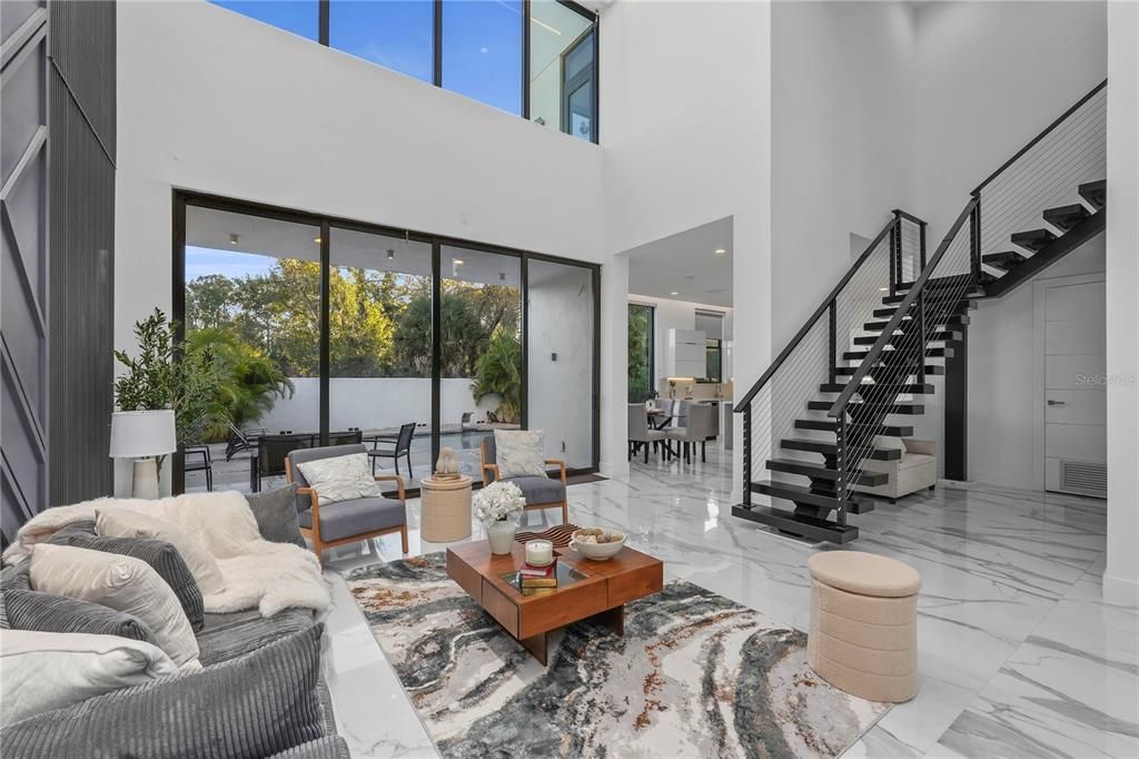 Interior, Living room, Marble, Recessed Lighting