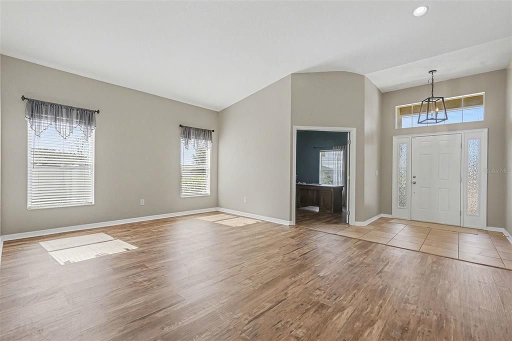 Empty room, Interior, Pendant Lights, Wood Texture Flooring