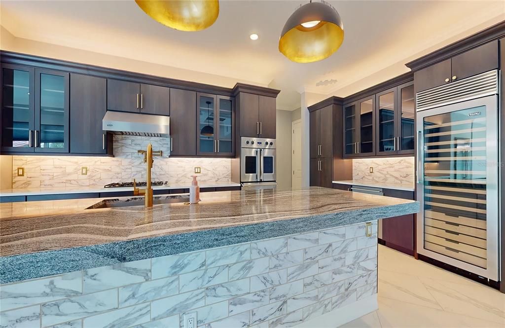 Interior, Kitchen, Marble, Recessed Lighting, Stainless Steel Appliances