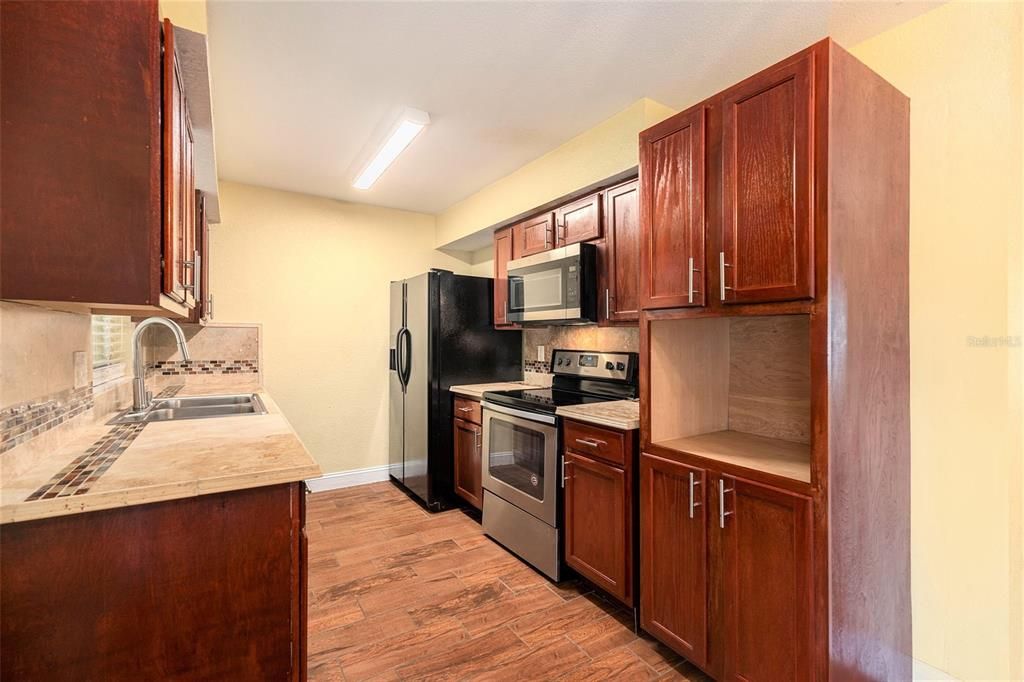 Interior, Kitchen, Wood Texture Flooring