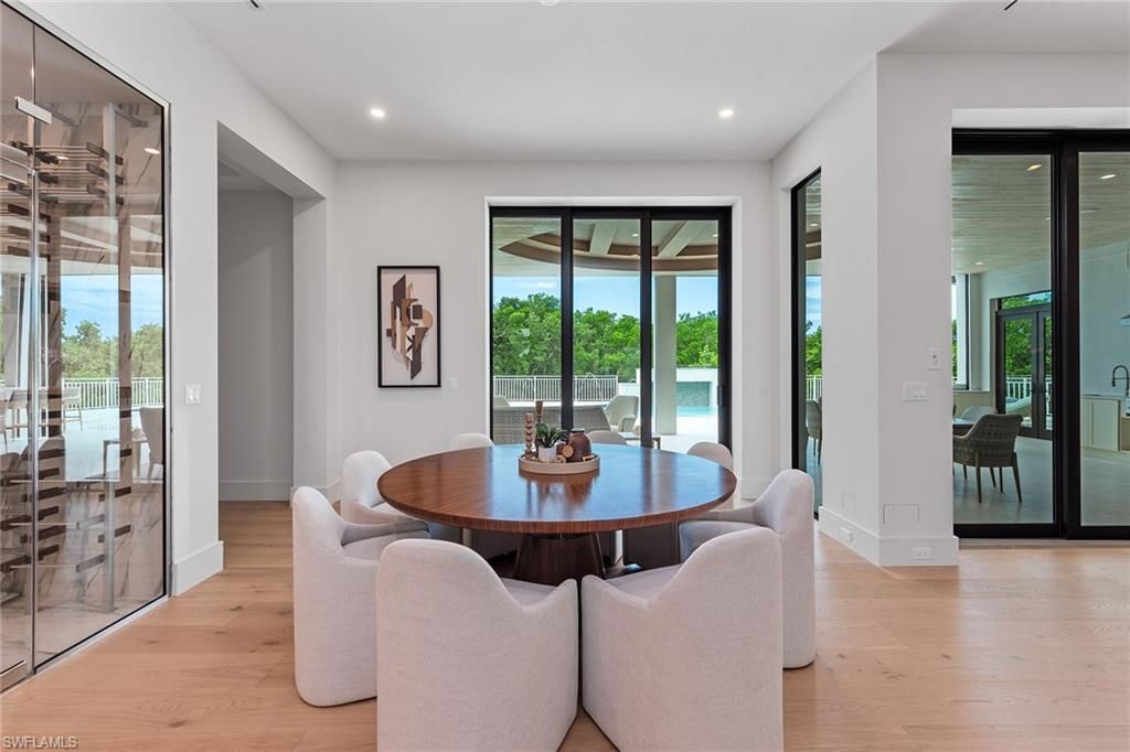 Dining room, Interior, Recessed Lighting, Water, Wood Texture Flooring