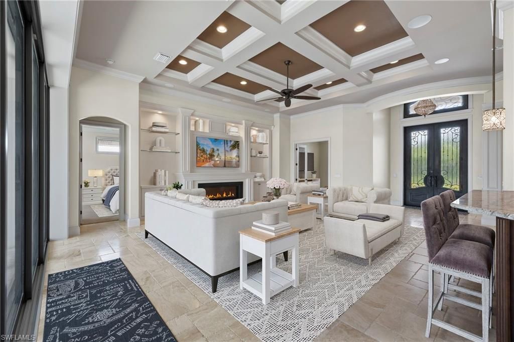Fireplace, Interior, Living room, Pendant Lights, Recessed Lighting