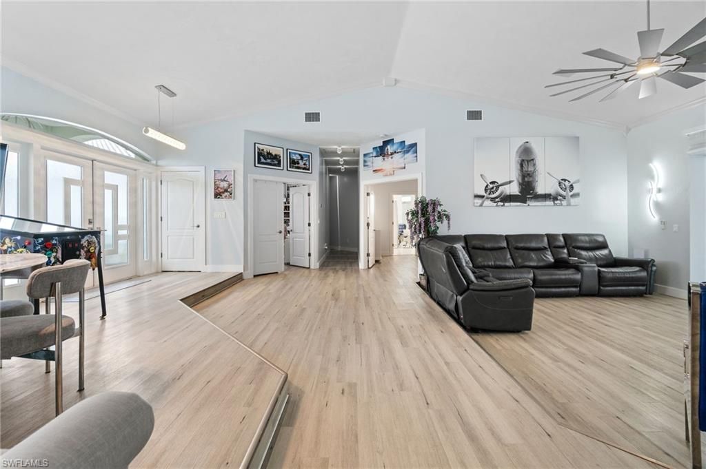 Interior, Living room, Pendant Lights, Wood Texture Flooring