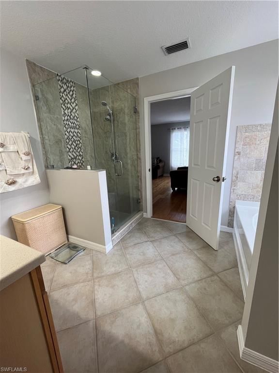 Bathroom, Glass Shower, Interior, Recessed Lighting, Wood Texture Flooring