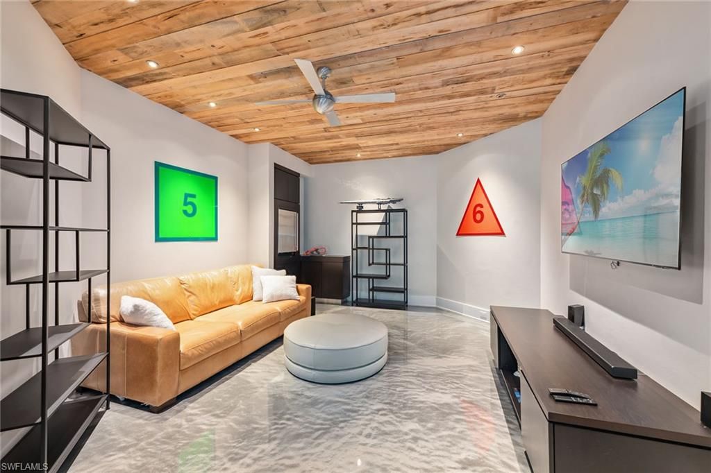 Interior, Living room, Recessed Lighting, Wooden Ceilings