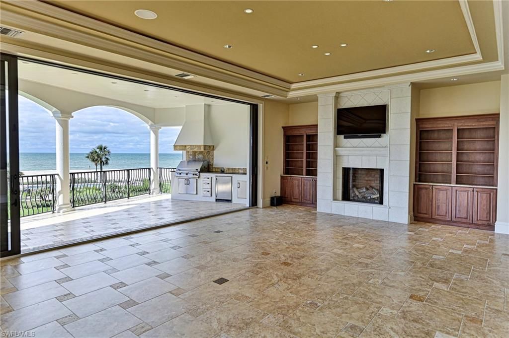 Fireplace, Interior, Recessed Lighting, Stone Walls, Water
