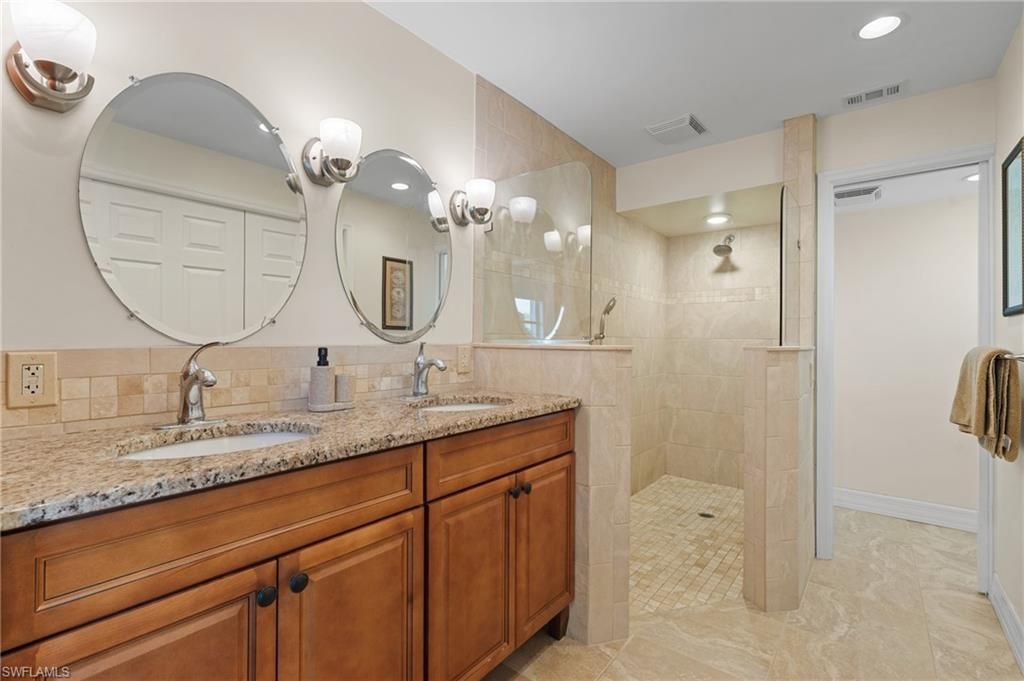 Bathroom, Dual Sink Vanities, Glass Shower, Interior, Recessed Lighting
