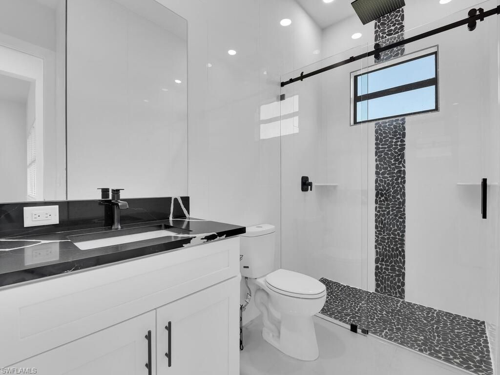 Bathroom, Glass Shower, Interior, Recessed Lighting