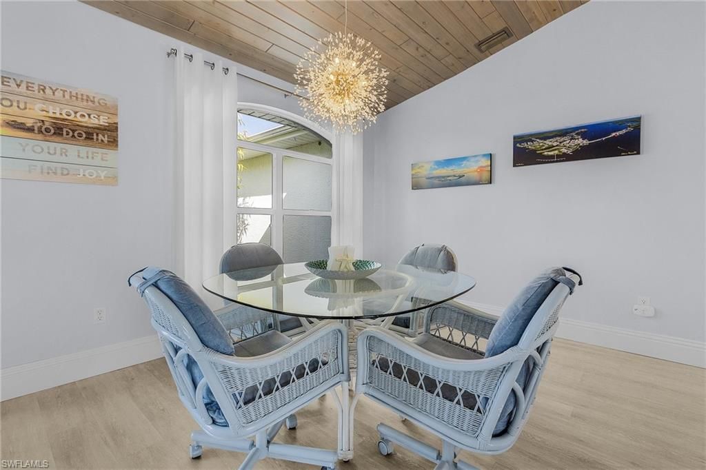 Chandelier, Dining room, Interior, Wooden Ceilings, Wood Texture Flooring