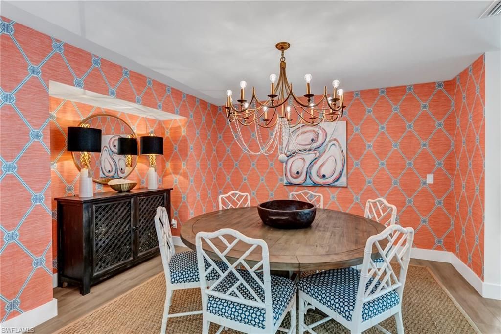 Chandelier, Dining room, Interior, Wood Texture Flooring