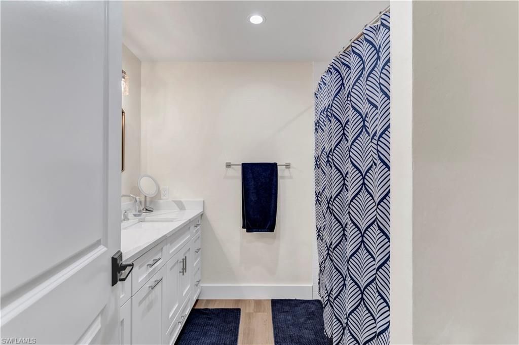 Bathroom, Interior, Recessed Lighting, Wood Texture Flooring
