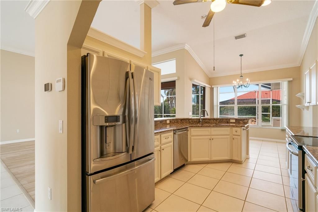 Chandelier, Interior, Kitchen, Stainless Steel Appliances