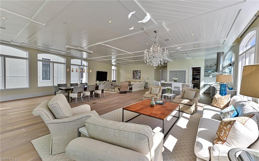 Chandelier, Dining room, Interior, Living room, Recessed Lighting, Wood Texture Flooring