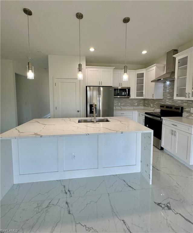 Interior, Kitchen, Marble, Pendant Lights, Recessed Lighting
