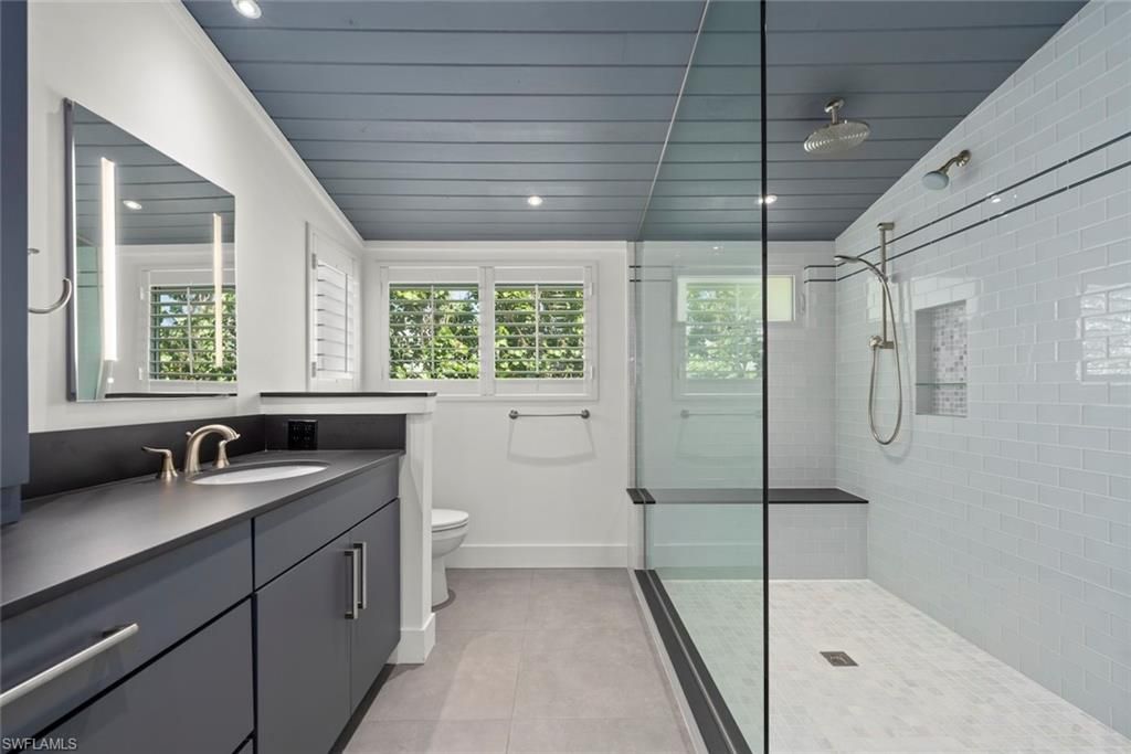 Bathroom, Glass Shower, Interior, Recessed Lighting