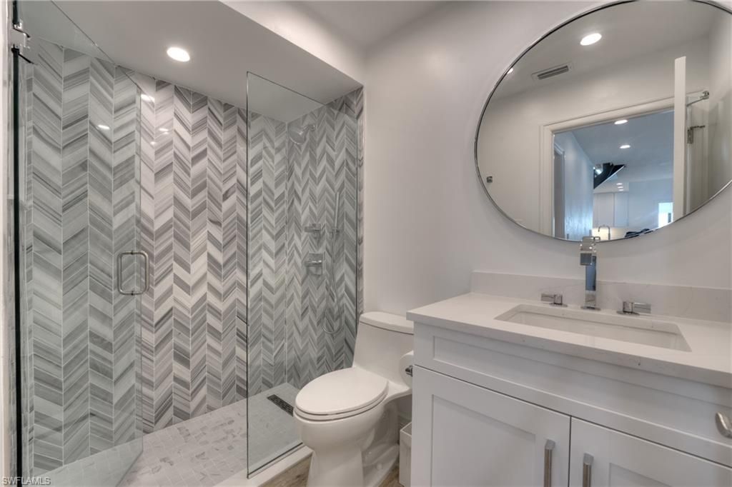 Bathroom, Glass Shower, Interior, Recessed Lighting