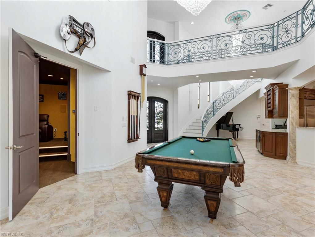 Billiard Table, Game Room, Interior, Recessed Lighting