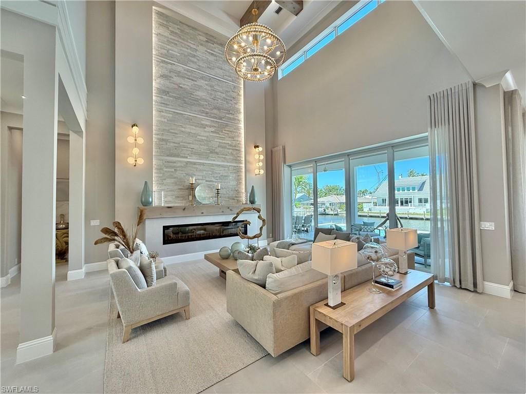 Fireplace, Interior, Living room, Pendant Lights