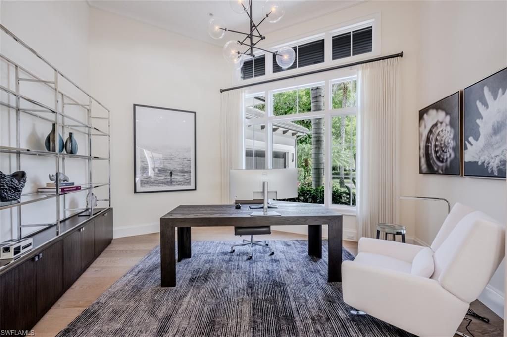 Home Office, Interior, Pendant Lights, Wood Texture Flooring