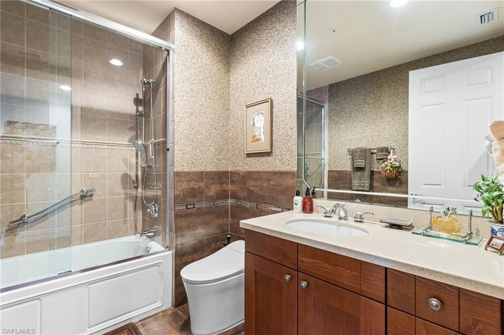 Bathroom, Glass Shower, Interior, Recessed Lighting, Wood Texture Flooring