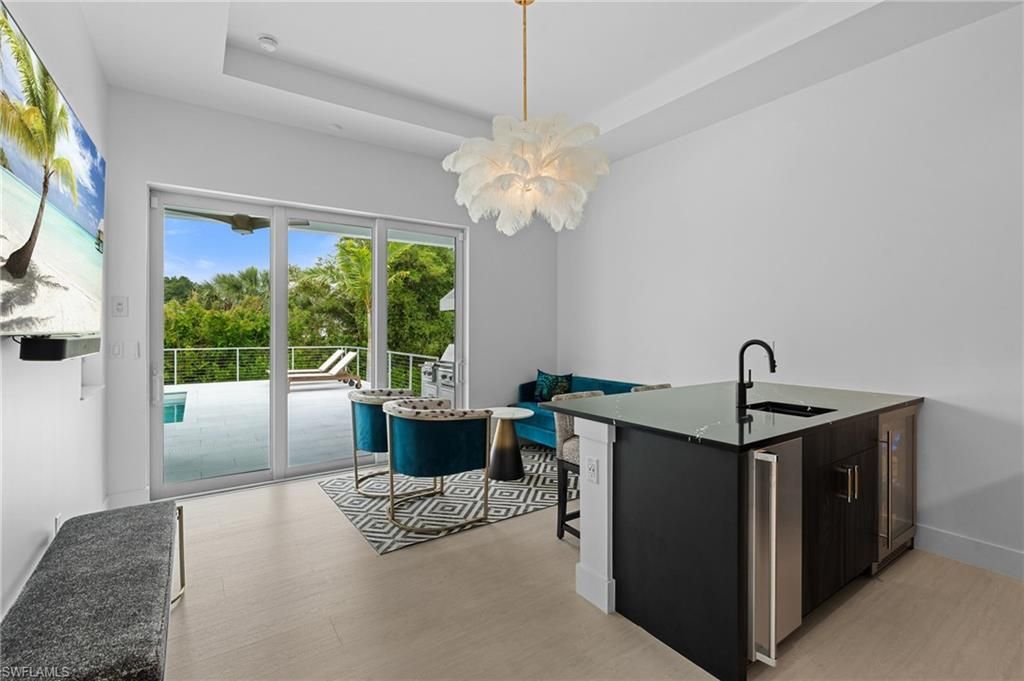 Chandelier, Interior, Kitchen, Pendant Lights, Wood Texture Flooring