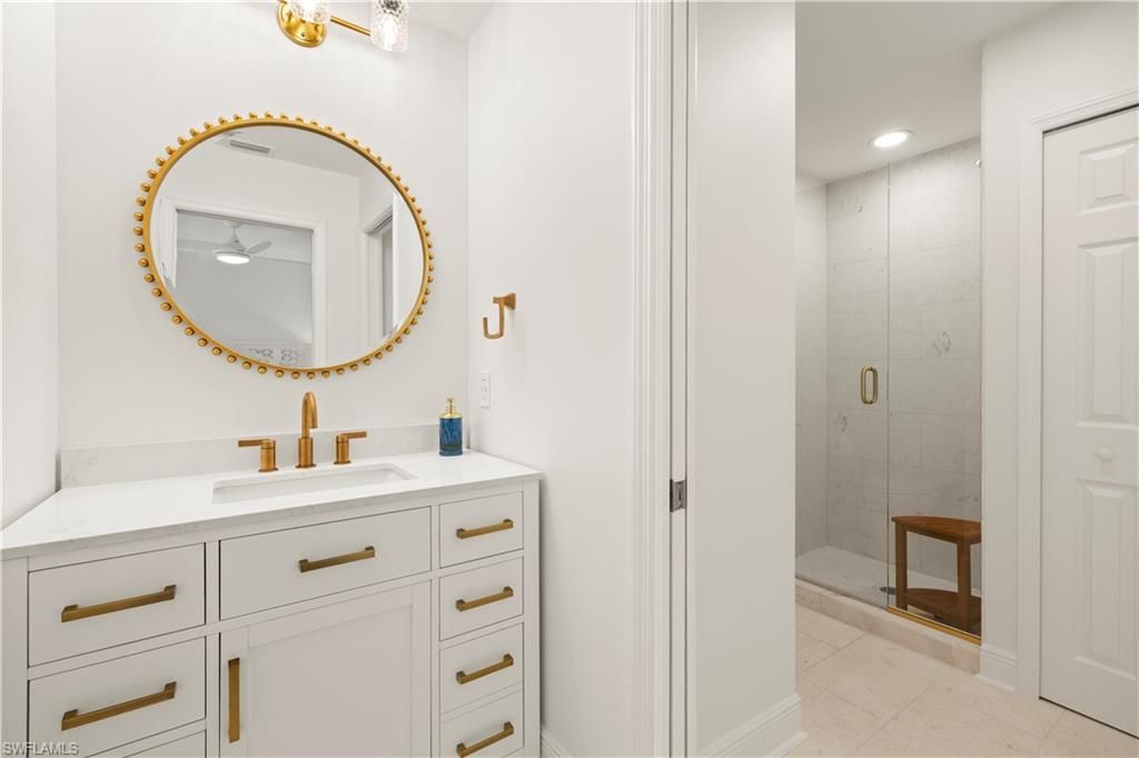Bathroom, Glass Shower, Interior, Recessed Lighting