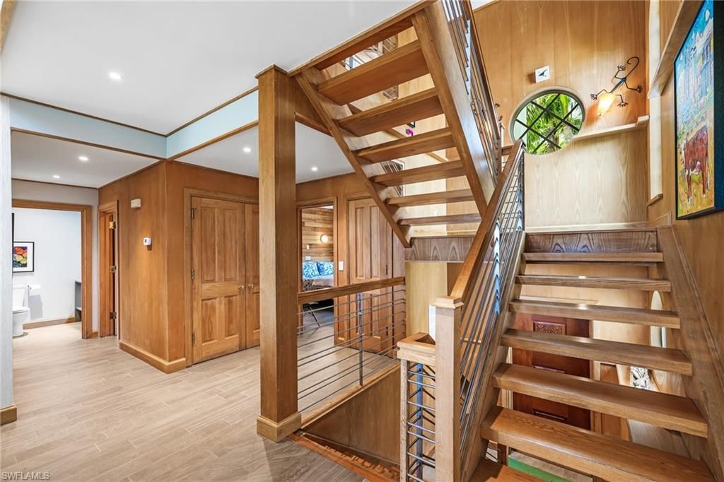 Interior, Recessed Lighting, Wood Texture Flooring, Wooden Walls