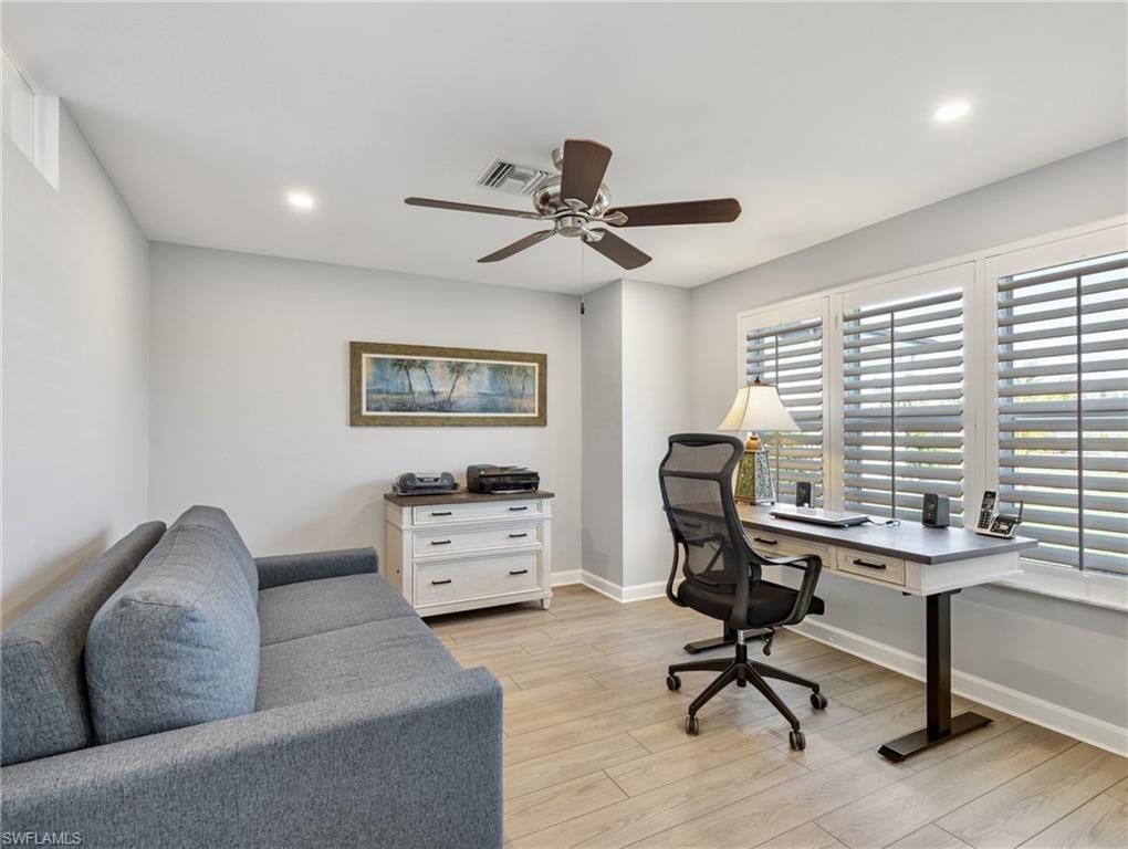 Home Office, Interior, Recessed Lighting, Wood Texture Flooring