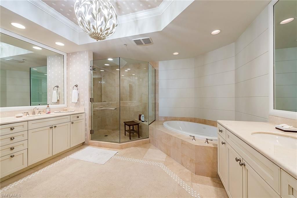 Bathroom, Dual Sink Vanities, Glass Shower, Interior, Recessed Lighting