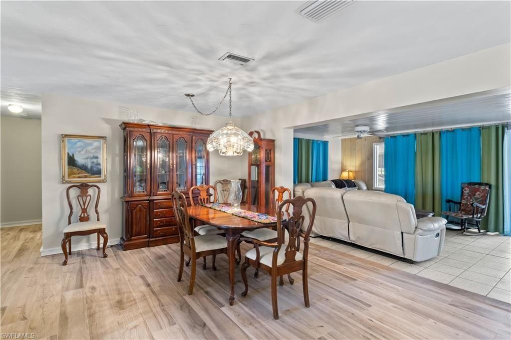 Dining room, Interior, Living room, Pendant Lights, Wood Texture Flooring