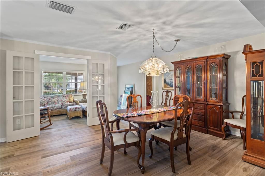 Dining room, Interior, Living room, Pendant Lights, Wood Texture Flooring