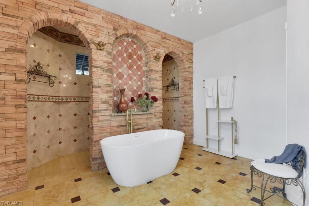 Bathroom, Free Standing Baths, Interior, Stone Walls