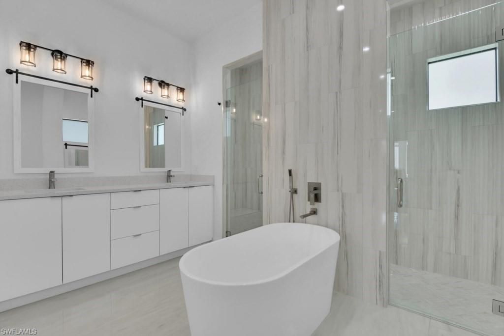Bathroom, Dual Sink Vanities, Free Standing Baths, Glass Shower, Interior