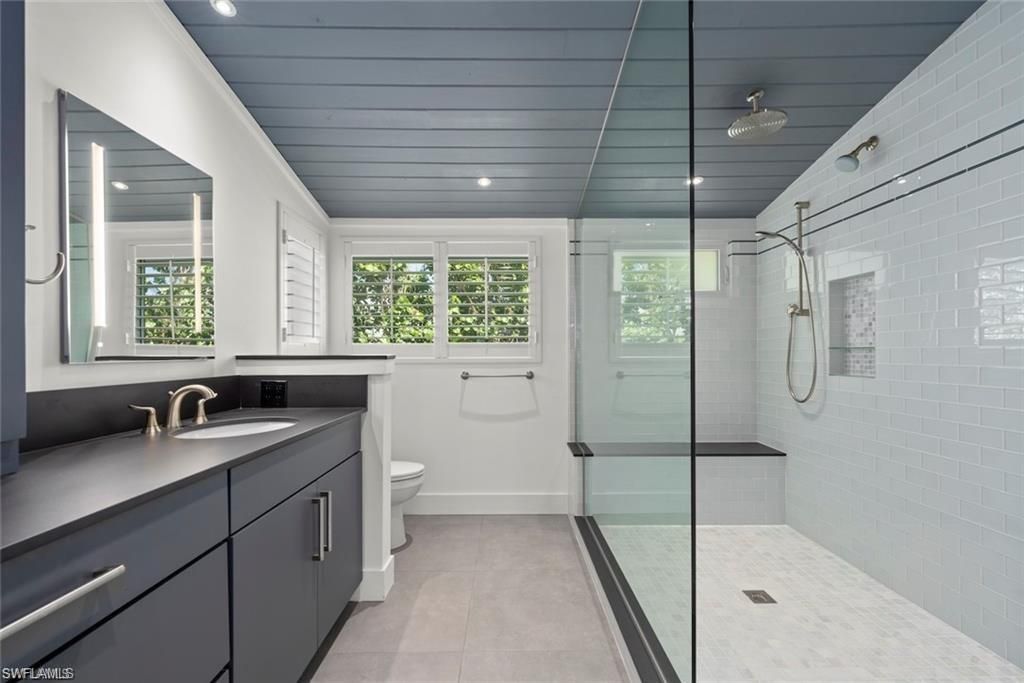 Bathroom, Glass Shower, Interior, Recessed Lighting