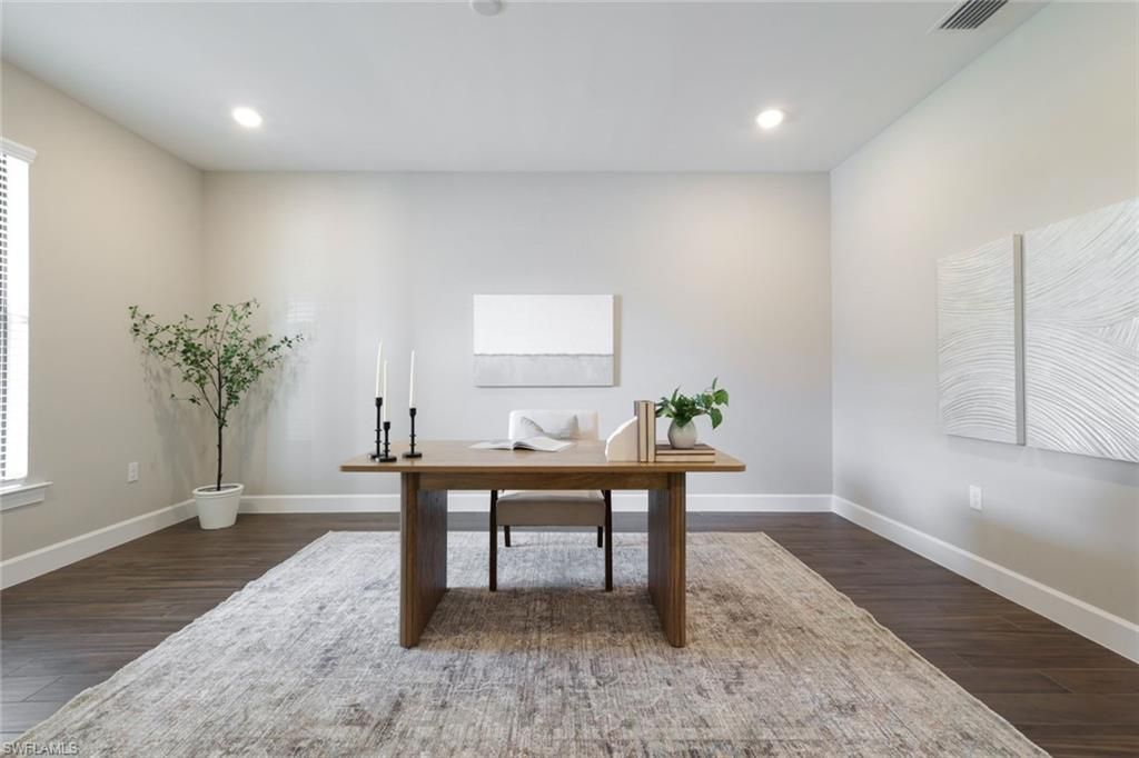 Home Office, Interior, Recessed Lighting, Wood Texture Flooring