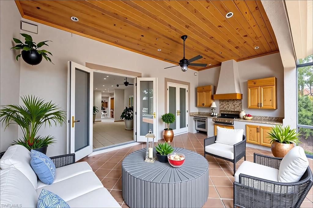 Interior, Kitchen, Recessed Lighting, Stainless Steel Appliances, Wooden Ceilings